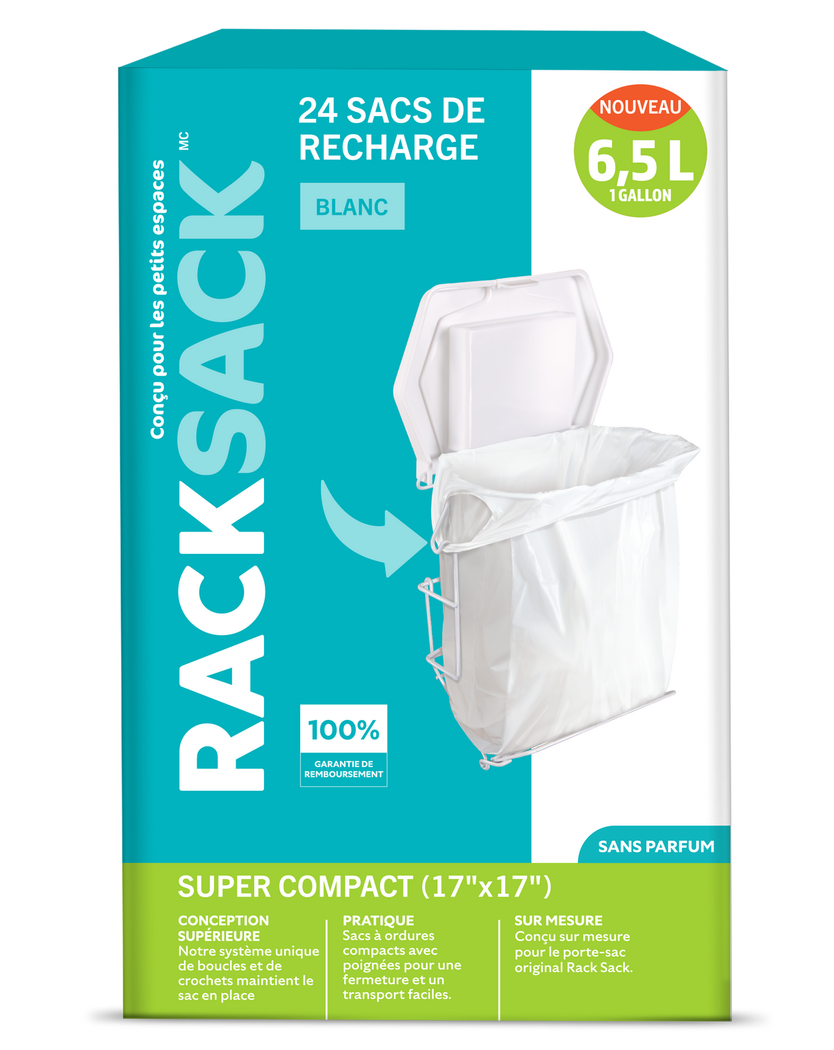 Rack Sack Super Compact Bag Refills White 24's