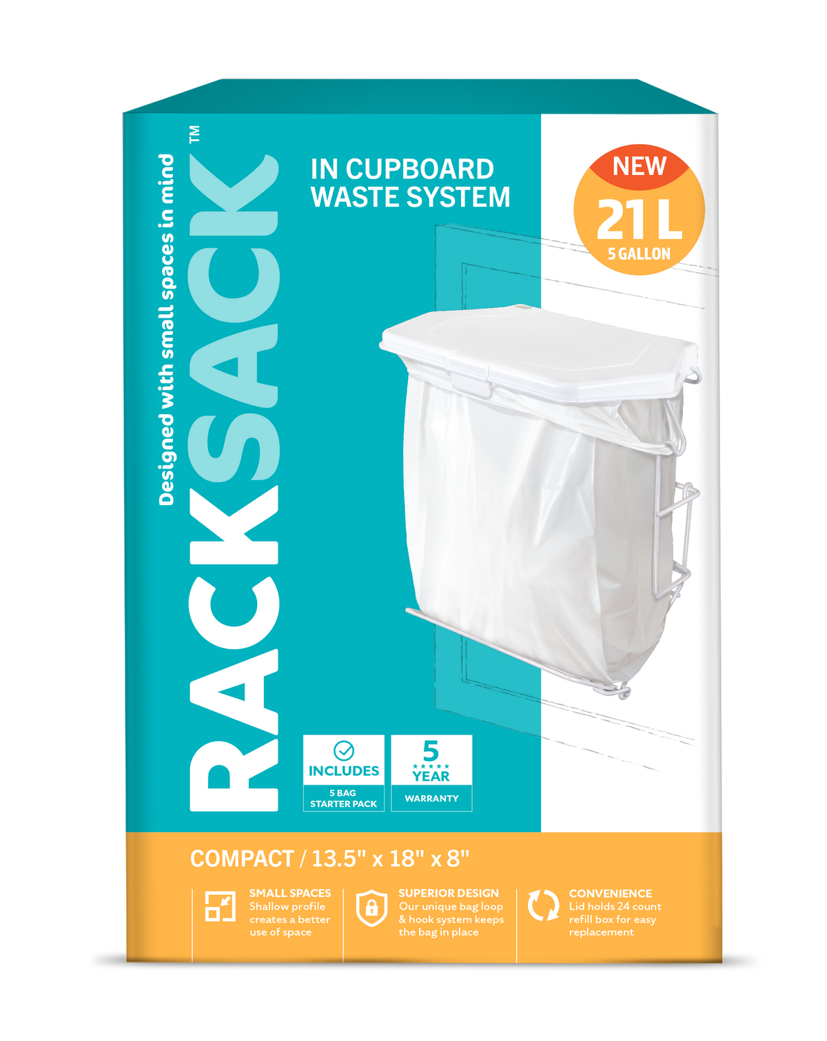 Rack Sack Compact Garbage Bin