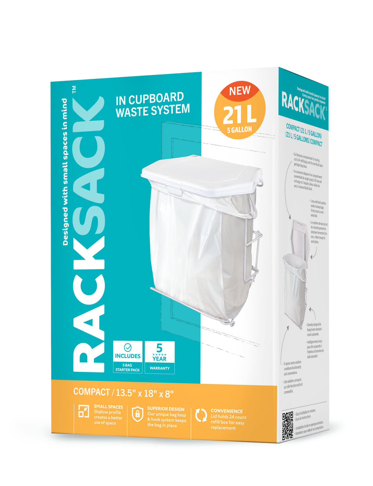 Rack Sack Compact Garbage Bin