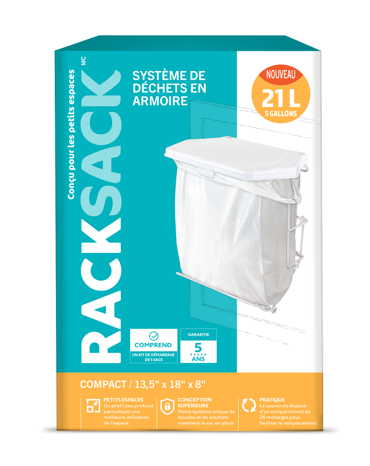 Rack Sack Compact Garbage Bin