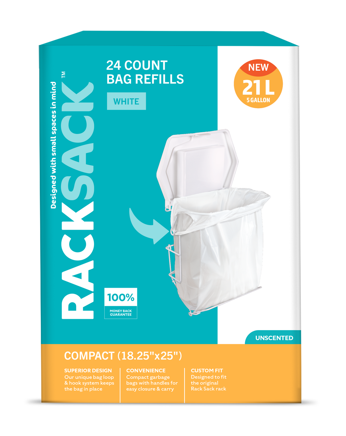 Rack Sack Compact Bag Refills White 24's