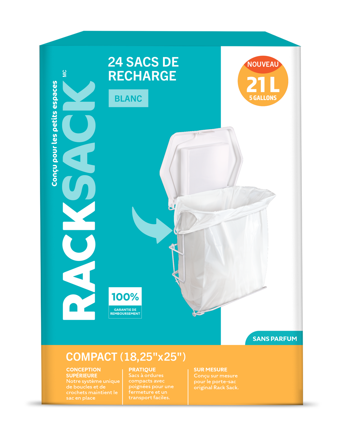 Rack Sack Compact Bag Refills White 24's