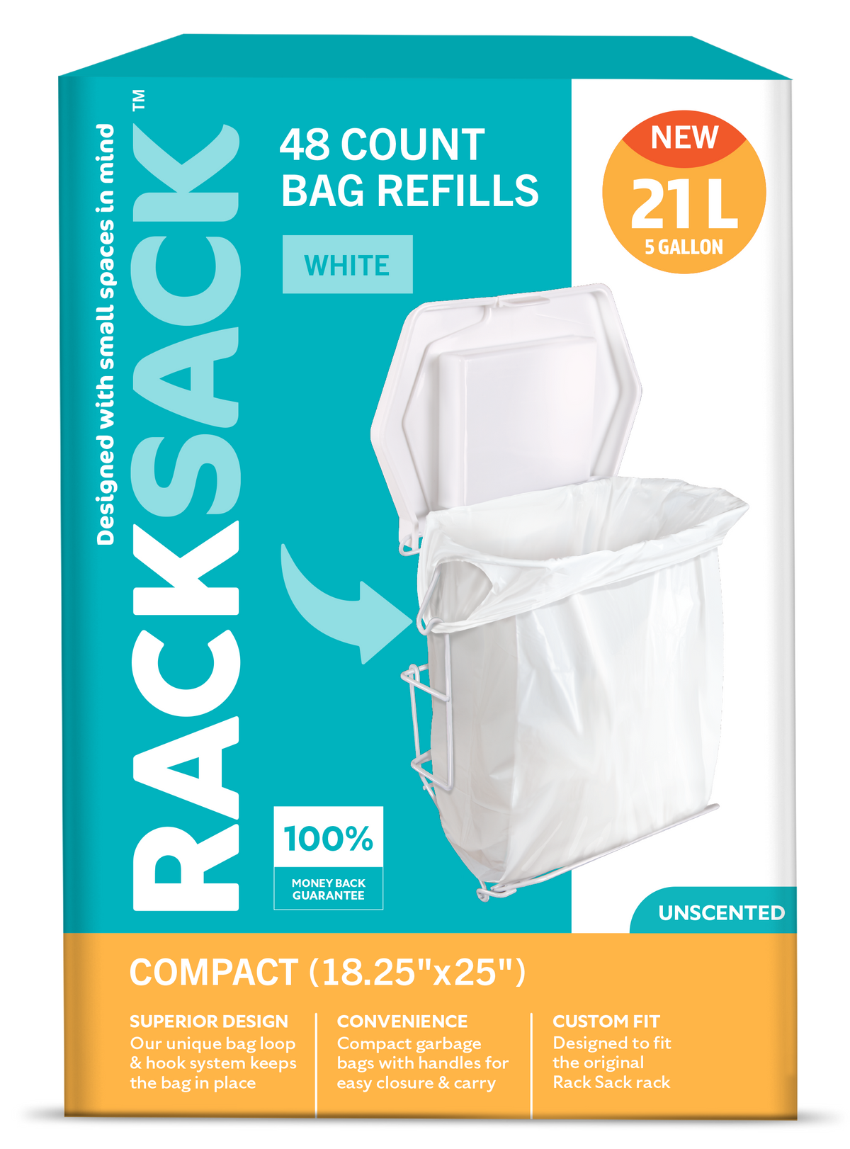 Rack Sack Compact Bag Refills White 48's