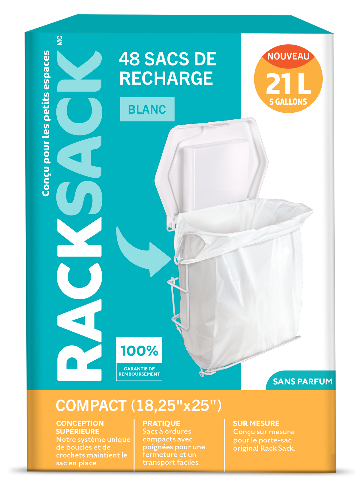 Rack Sack Compact Bag Refills White 48's