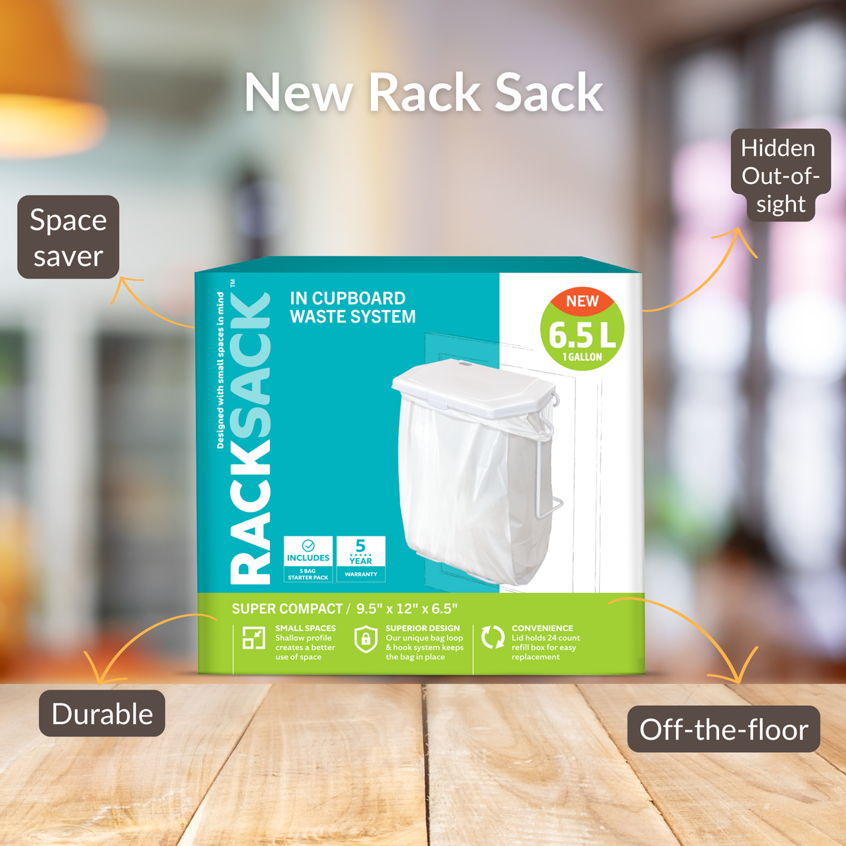 Rack Sack Super Compact Garbage Bin